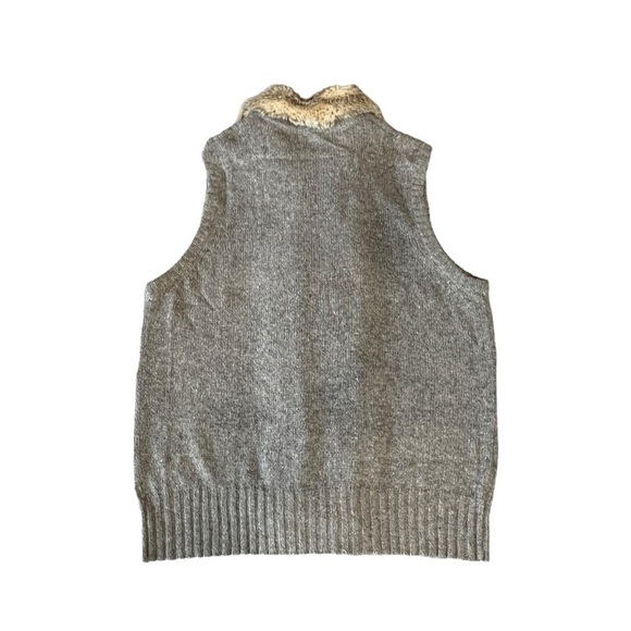 Eddie Bauer Women Knit Sweater Vest Wool Alpaca Blend Faux Fur Grey Size L #1200 - Picture 4 of 6